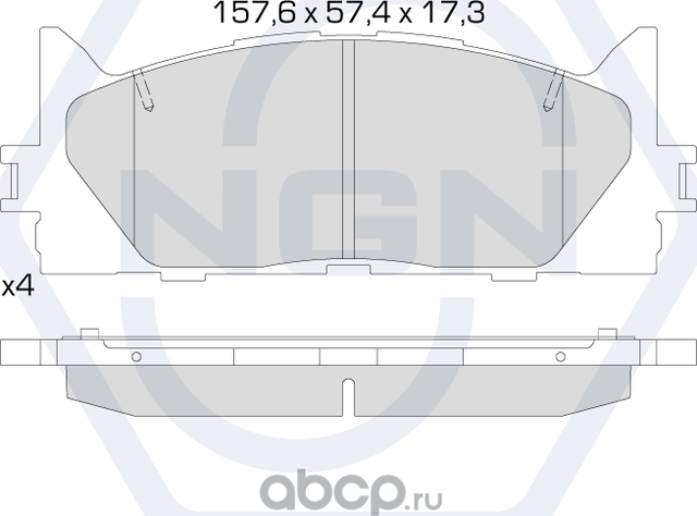 Колодки тормозные керамические, передние (NGN). Артикул 3502146