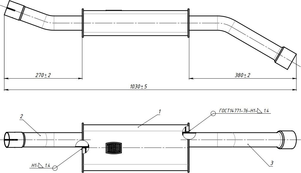 Глушитель Trialli (алюминий / сталь). Артикул EAM 0301