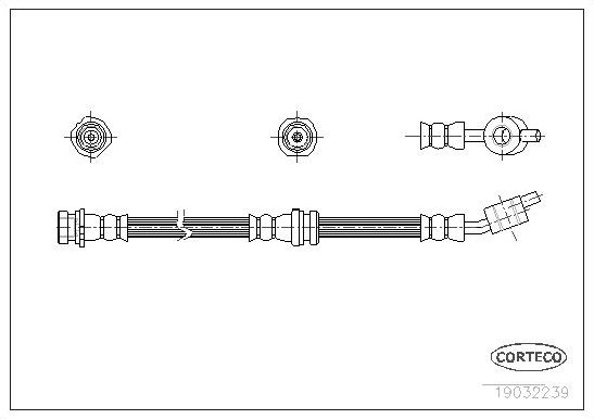Тормозной шланг Corteco передний левый для Nissan Almera N16 2000-2006. Артикул 19032239