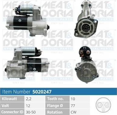 Стартер Meat & Doria для Mitsubishi Pajero II 1990-2000. Артикул 5020247