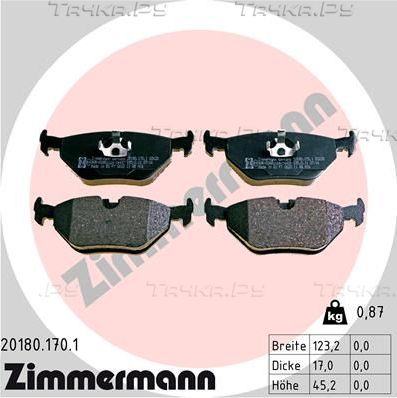 Тормозные колодки Zimmermann задние для BMW Z3 I 1995-2003. Артикул 20180.170.1