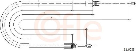 Трос ручника (тросик ручного тормоза) Cofle задний левый для Renault Clio II 2000-2013. Артикул 11.6588