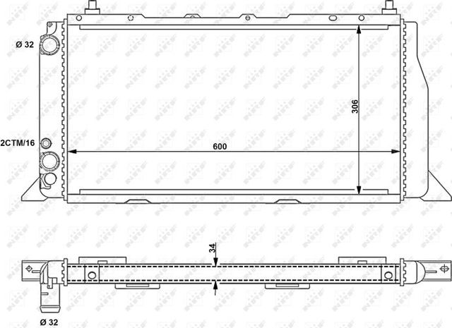 Радиатор охлаждения двигателя NRF для Audi 90 II (B3) 1987-1991. Артикул 54603