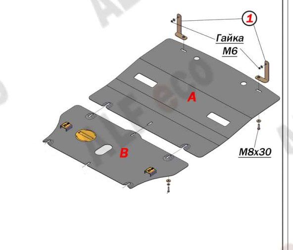 Защита алюминиевая Alfeco для радиатора, рулевой рейки и картера Kia Stinger 4WD (2 части) 2,0Т 2018-2026. Артикул ALF.11.42al