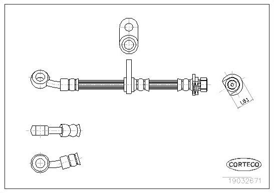 Тормозной шланг Corteco передний левый для Honda CR-V I 1995-2002. Артикул 19032671