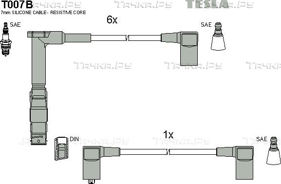 Высоковольтные провода (провода зажигания) (комплект) Tesla. Артикул T007B