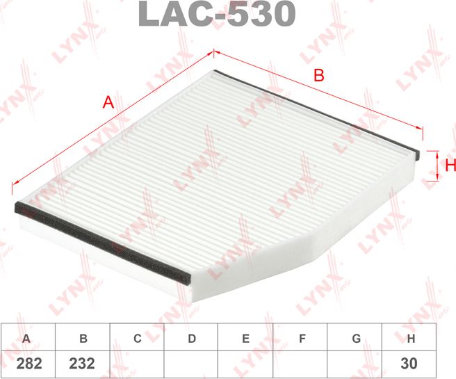 Салонный фильтр LYNXauto. Артикул LAC-530