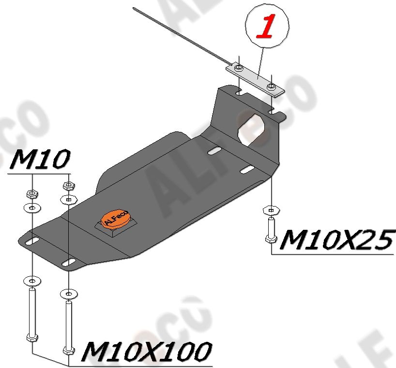 Защита алюминиевая Alfeco для редуктора Subaru Forester lll 2008-2012. Артикул ALF.22.06 AL4