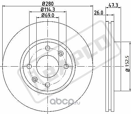 BD0117_Диск тормозной передний вентил. BD0117, (Bapco). Артикул BD0117