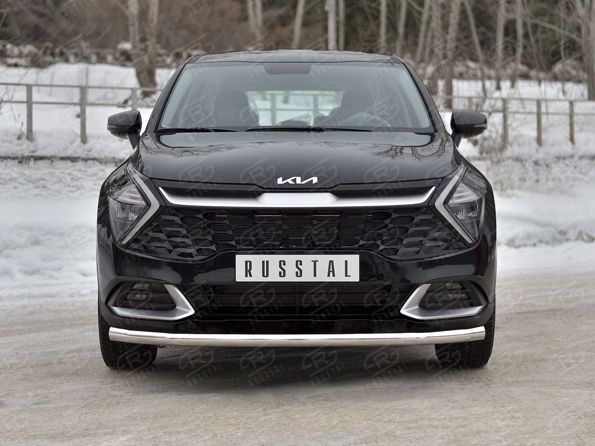 Защита RusStal переднего бампера d63 секция для Kia Sportage V (кроме Style и X-Line) 2021-2026. Артикул KSZ-004027