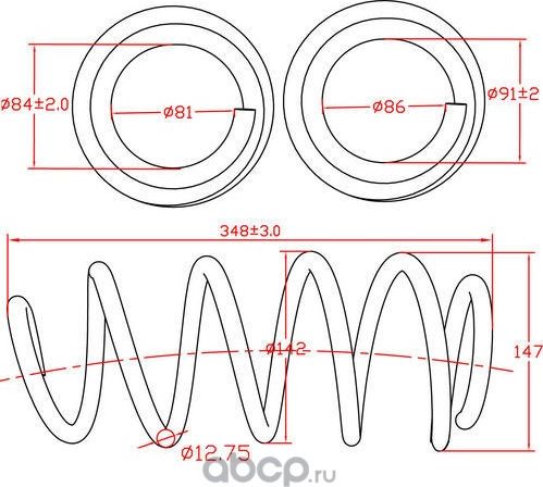 Пружина подвески передней Skoda Superb, VW Passat B6, Passat CC, L348-D142-t12,7 (Zikmar). Артикул Z48155R