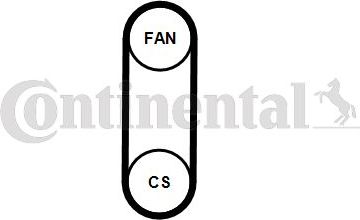 Приводной ремень поликлиновой с роликами (комплект) ContiTech. Артикул 4PK711 ELAST T1