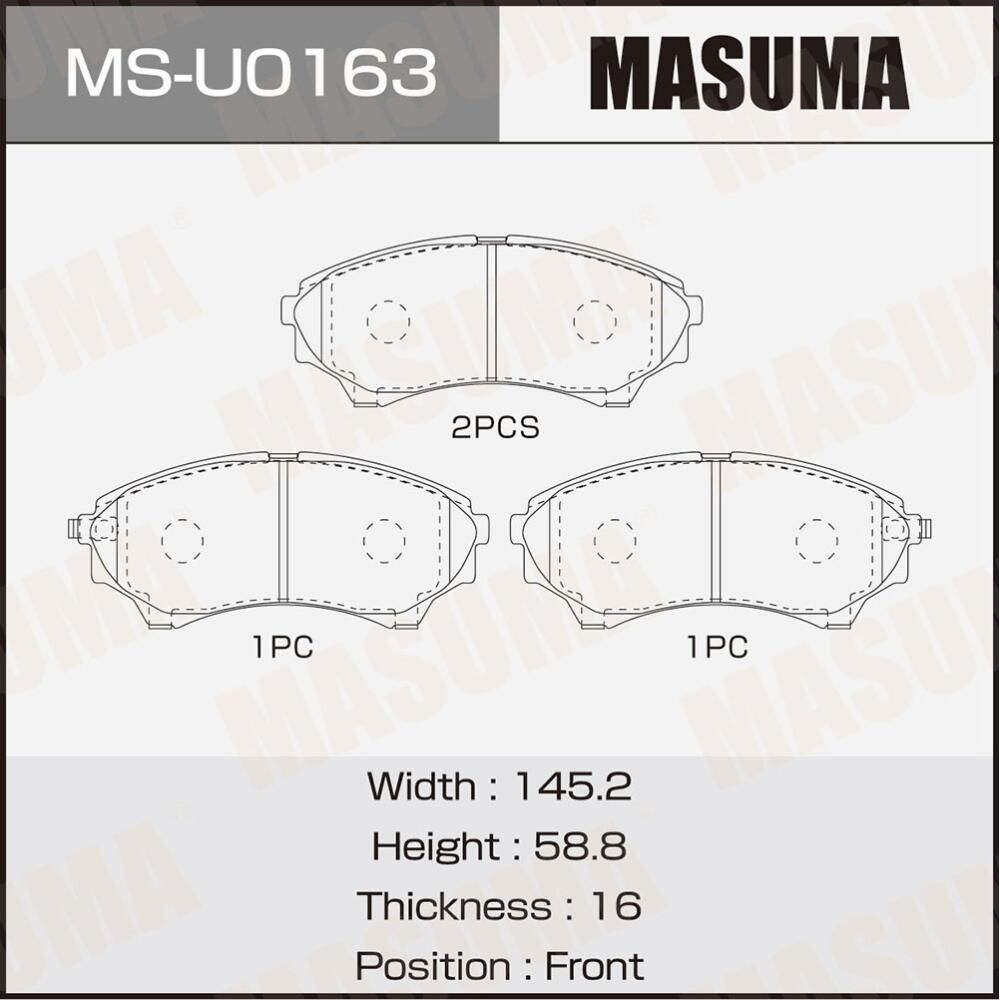 Колодки дисковые MASUMA, PN5800 front (1/12) Masuma. Артикул MSU0163