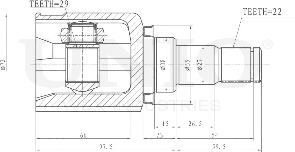 ШРУС внутренний (Unio). Артикул CVJ-30048