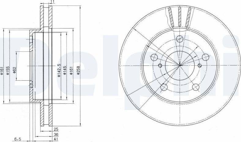 Тормозной диск Delphi. Артикул BG3355
