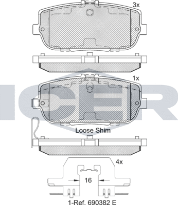 Тормозные колодки Icer задние для Fiat 124 Spider I 2016-2026. Артикул 182229