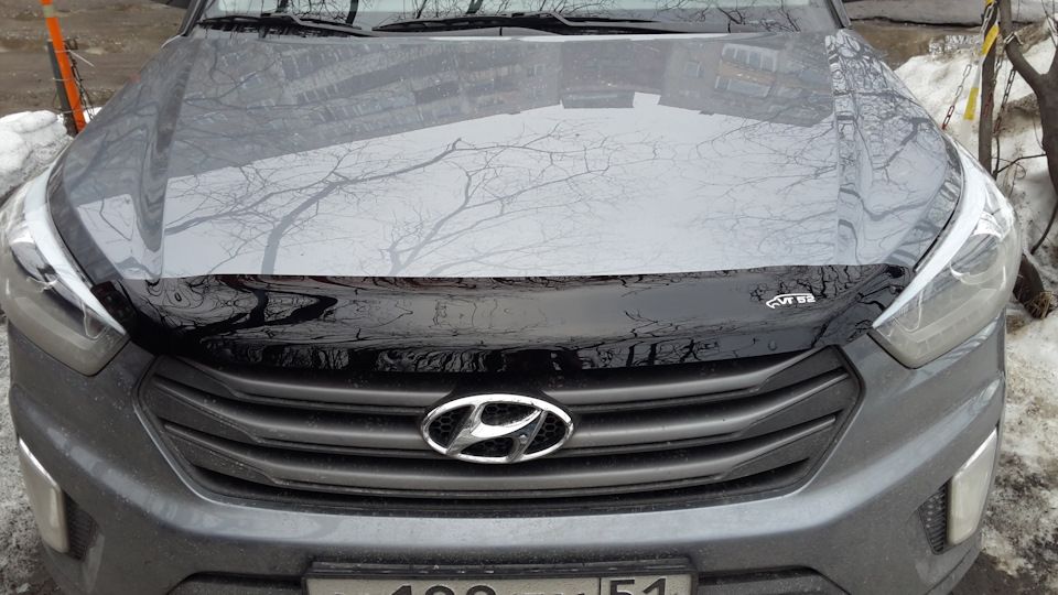 Дефлектор VT52 для капота короткий Hyundai Creta 2016-2020. Артикул HYD58VT