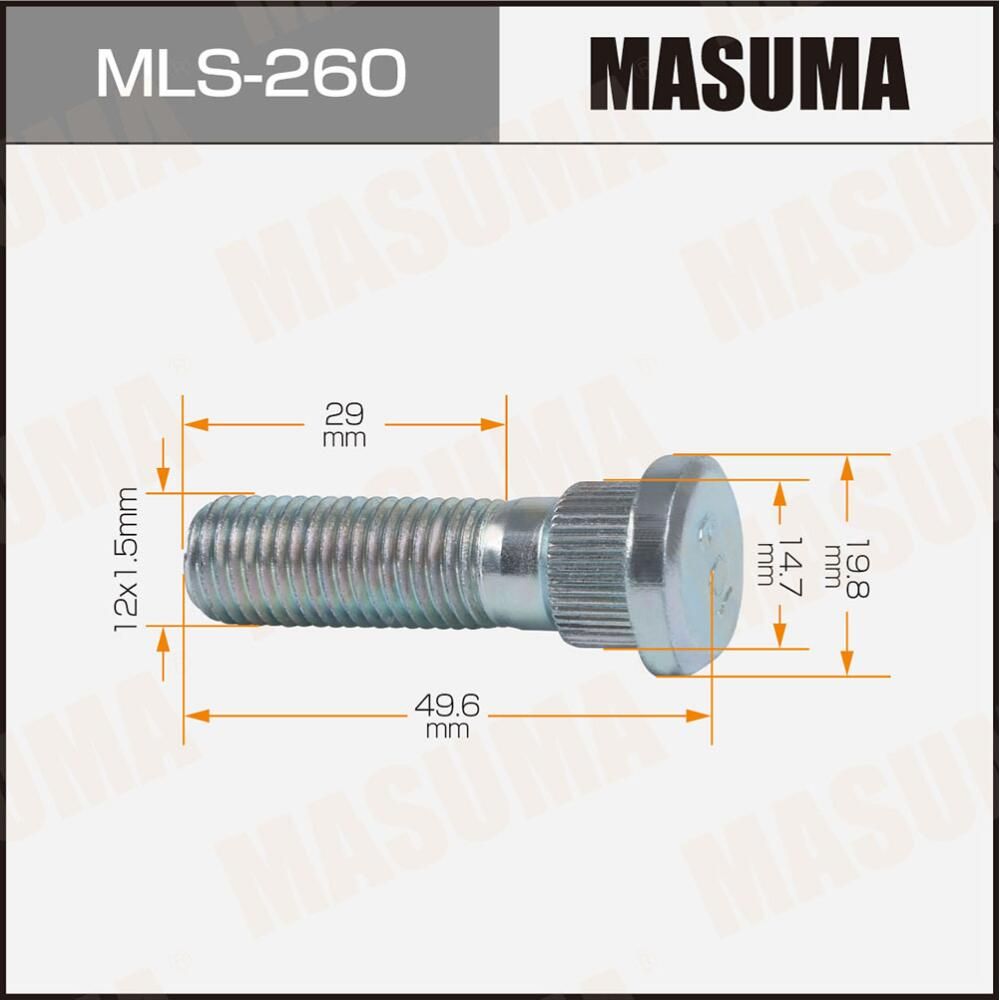 Шпилька MASUMA 12x1.5мм, L=48.8мм / Mazda Masuma. Артикул MLS260