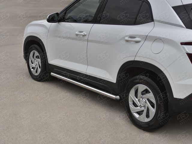Защита порогов RusStal труба d63 (вариант 3) для Hyundai Creta II 2021-2026. Артикул HCRT-0038233
