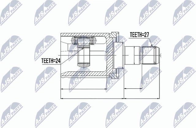 Шрус внутренний (граната) NTY передний левый для BMW X3 I (E83) 2003-2011. Артикул NPW-BM-011