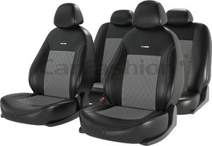 Чехлы универсальные CarFashion Atom Leather Ромб на сидения авто, цвет Черный/Серый/Серый. Артикул 11126
