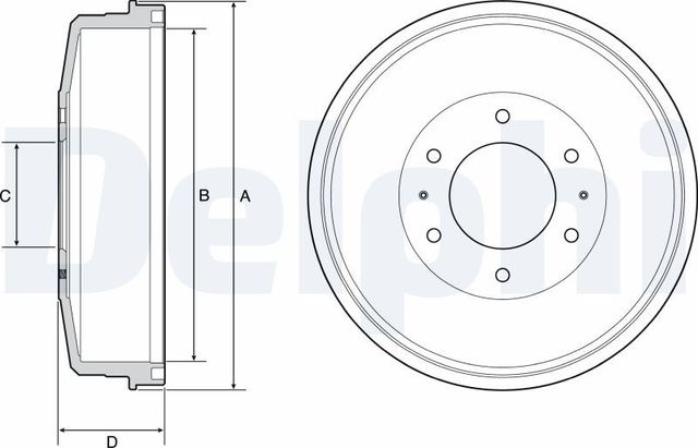 Тормозной барабан Delphi задний для Fiat Fullback I 2016-2026. Артикул BF559