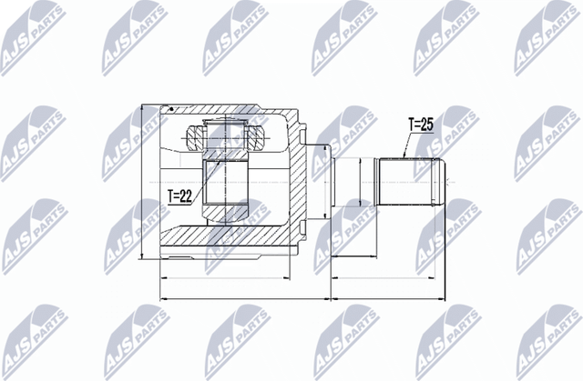 Шрус внутренний (граната) NTY передний левый для Kia Cerato I 2004-2009. Артикул NPW-KA-314