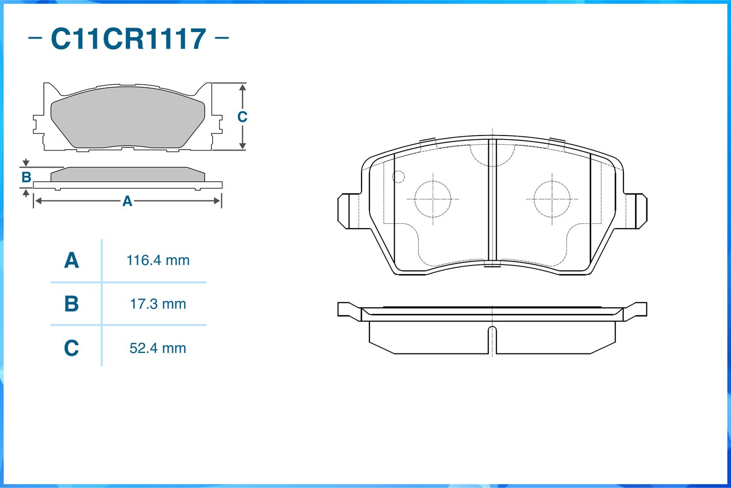Колодки тормозные передние (Low Metallic) (Cworks). Артикул C11CR1117