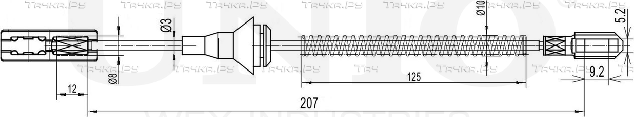 Трос ручного тормоза (Unio). Артикул CAB-60035