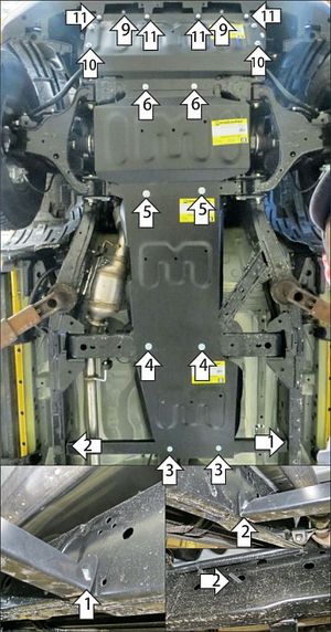 Защита Мотодор усиленная для радиатора, картера двигателя, КПП, раздаточной коробки Dongfeng DF6 2022-2025. Артикул 78603