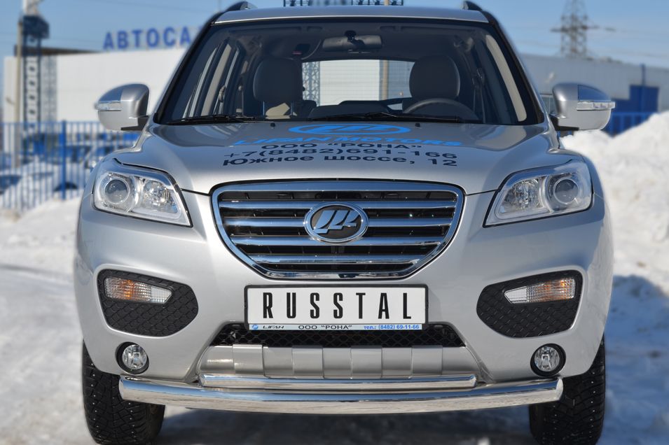 Защита RusStal переднего бампера d76/42 (дуга) для Lifan X60 2012-2016. Артикул LFZ-001237
