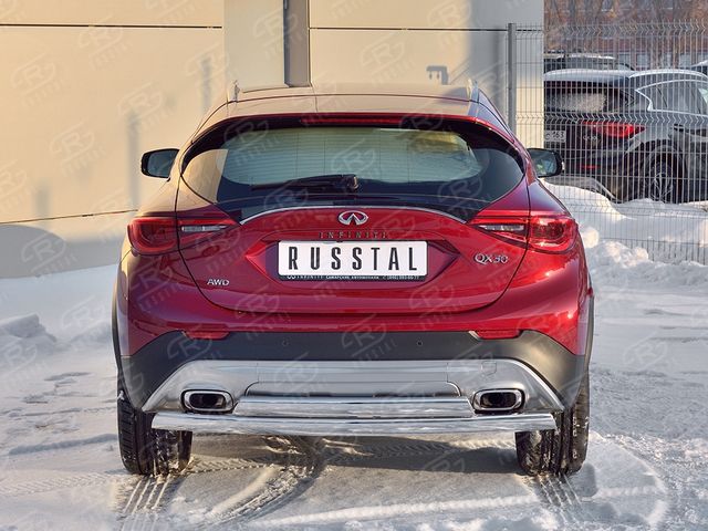 Защита RusStal заднего бампера d75х42 дуга-d75х42 дуга для Infiniti QX30 2016-2025. Артикул IQX3Z-002506