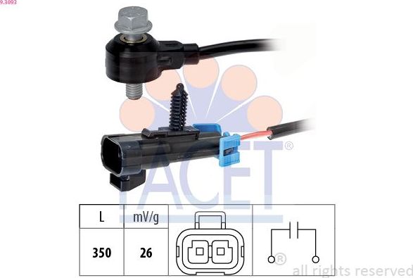 Датчик детонации Facet Made in Italy - OE Equivalent. Артикул 9.3093