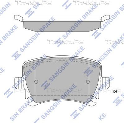 Тормозные колодки Sangsin Hi-Q задние для Skoda Superb III 2015-2026. Артикул SP2099