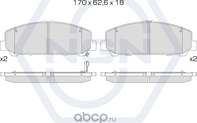 Колодки тормозные керамические, передние (NGN). Артикул 3502508