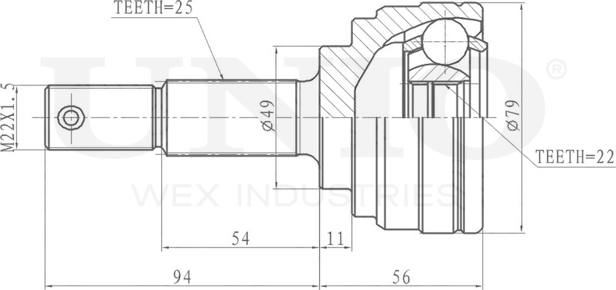 ШРУС наружный (Unio). Артикул CVJ-20171