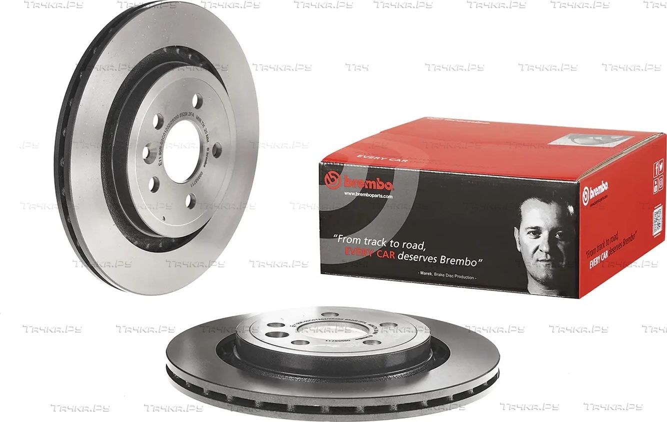 Тормозной диск Brembo PRIME LINE - UV Coated задний для Volvo S60 II 2010-2018. Артикул 09.9587.11