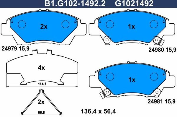 Тормозные колодки Galfer. Артикул B1.G102-1492.2