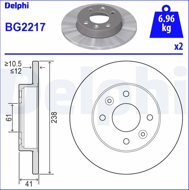 Тормозной диск Delphi передний для Renault Logan I 2004-2015. Артикул BG2217