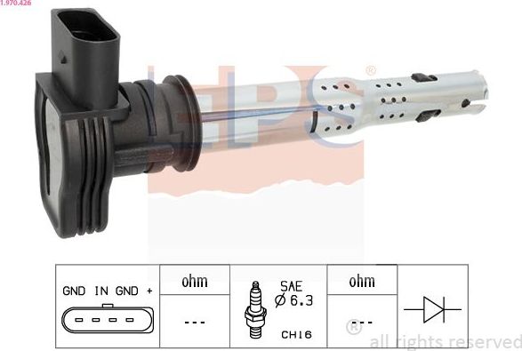 Катушка зажигания EPS OE Equivalent для Volkswagen Amarok I 2010-2016. Артикул 1.970.426