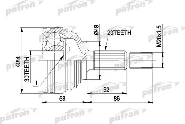 Шрус наружный (граната) Patron для Renault Modus I 2004-2012. Артикул PCV1501