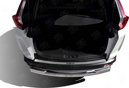 Накладка на задний бампер RusStal для Honda CR-V V до рестайлинга 2016-2020 (лист нерж., шлиф., надпись). Артикул HCRVN-003486