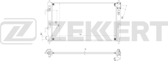 Радиатор охлаждения двигателя Zekkert (алюминий) для Mitsubishi Lancer X 2008-2017. Артикул MK-1635