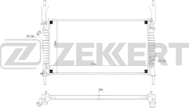 Радиатор охлаждения двигателя Zekkert (алюминий / пластик) для Ford Transit VII 2006-2009. Артикул MK-1485