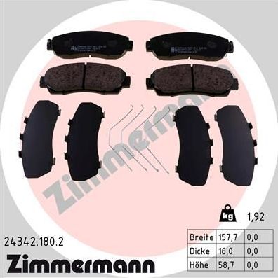 Тормозные колодки Zimmermann. Артикул 24342.180.2