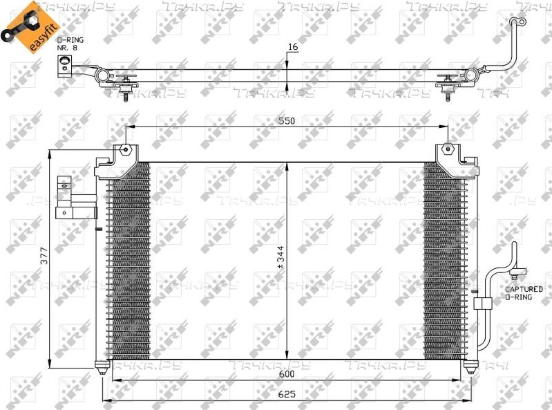 Радиатор кондиционера (конденсатор) NRF EASY FIT для Mazda Premacy I (CP) 1999-2005. Артикул 35356