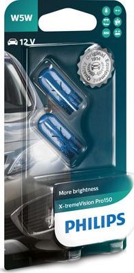 W5W 12V-5W (W2,1x9,5d) (+150% света+увелич. срок службы) X-treme Vision Pro150 (блистер 2шт.) Philips X-tremeVision Pro150. Артикул 12961XVPB2