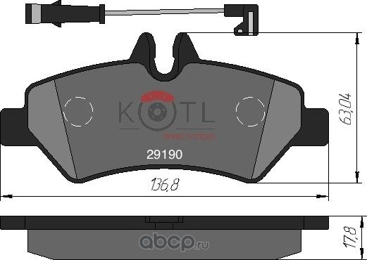 Колодки тормозные дисковые задние к-т MERCEDES-BENZ SPRINTER 06>/CRAFTER (5т) 06 (Kotl) Kotl. Артикул 1697kt