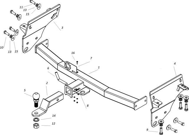 Фаркоп Bizon под американский квадрат для Toyota Grand Highlander 2023-2026. Артикул FA 0560-E