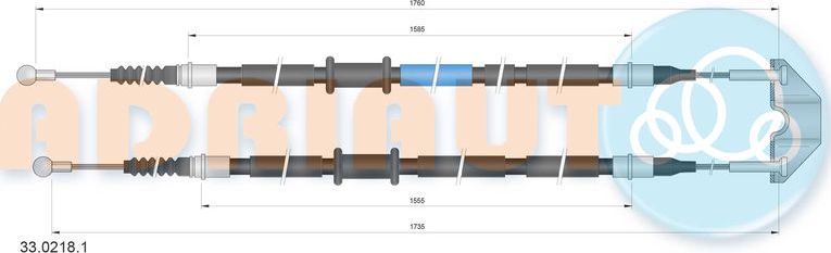 Трос ручника (тросик ручного тормоза) Adriauto. Артикул 33.0218.1